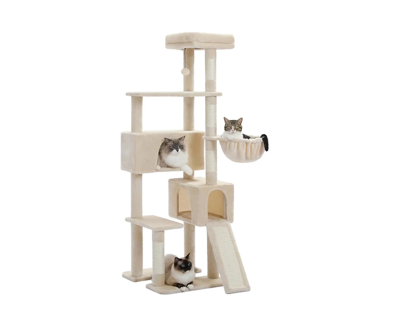 Zeus & Ruta 65in Large Cat Tree Tower: Hammocks, Scratch Columns