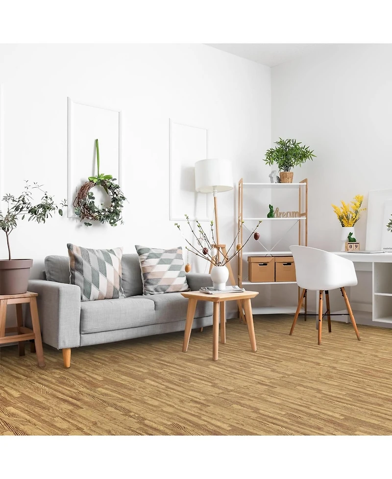 Sorbus 12 Tiles Wood Grain Interlocking Floor Foam Tile Mats - for Home, Playroom, Basement, Trade Show