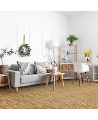 Sorbus 12 Tiles Wood Grain Interlocking Floor Foam Tile Mats - for Home, Playroom, Basement, Trade Show