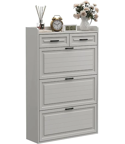 gaomon CuisinSmart shoe cabinet with 3 flip drawers and 2 storage drawers, holds 18–24 pairs, adjustable removable panel for organized shoe sto