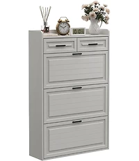 gaomon CuisinSmart shoe cabinet with 3 flip drawers and 2 storage drawers, holds 18–24 pairs, adjustable removable panel for organized shoe sto