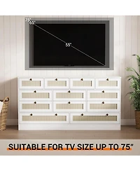 gaomon 12 Drawer Wood Dressers for Bedroom, Wooden Adult Modern Tv Stand Dresser 65 inch Tv, 61'' Wide Chest of Drawers