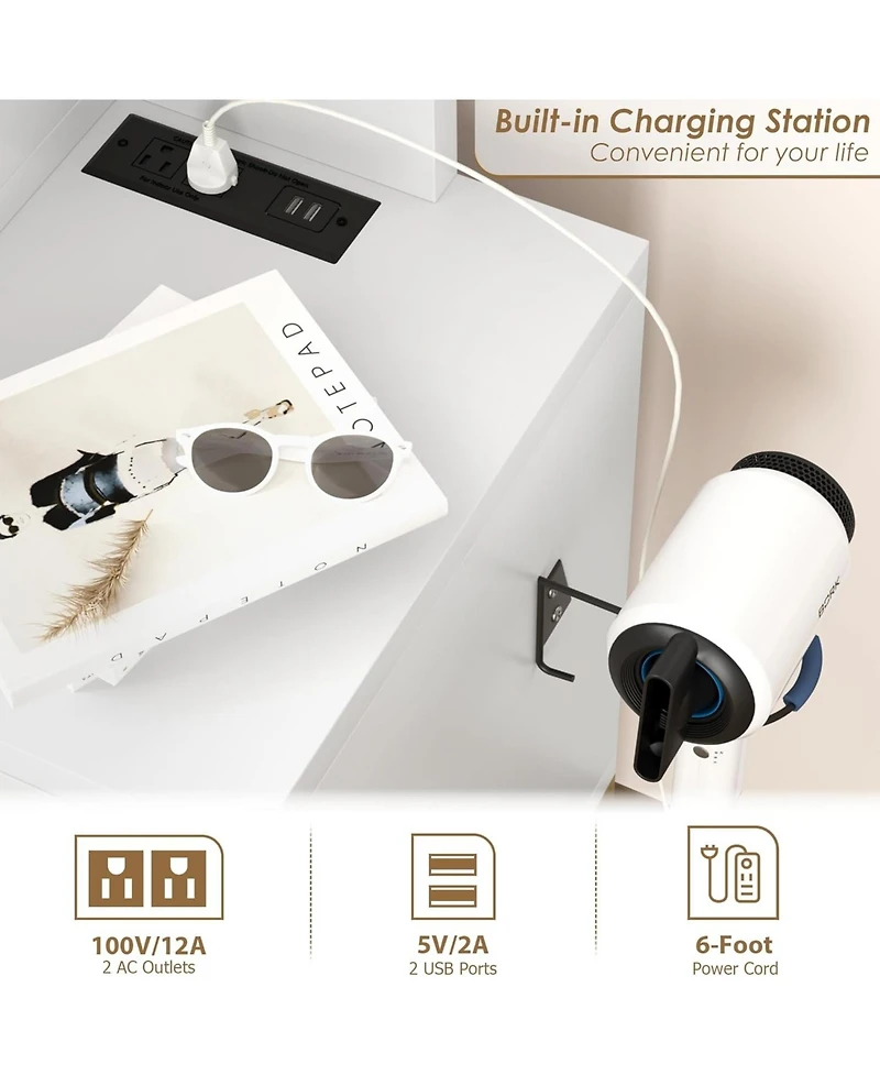 Gaomon 46.8IN Vanity Desk Mirror - Led Lights and Power Outlet