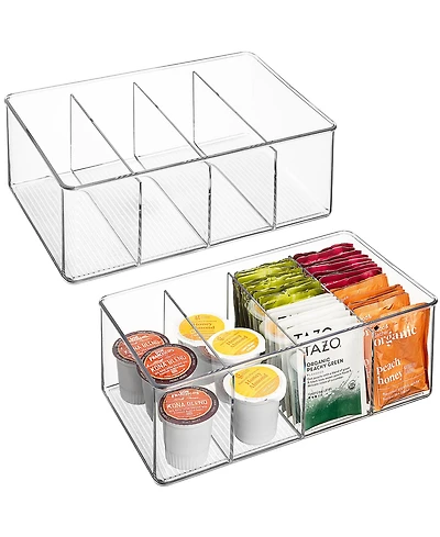 Sorbus 2 Pack Storage Bins with Dividers - Store Tea Bags, Seasonings, Drink Packets, Oatmeal
