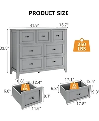 gaomon Modern 7-Drawer Dresser with Nickel Round Handles, Stylish Wood Organizer Deep Drawers for Ample Storage Space, Living Room