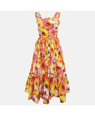 Pre-Owned Dolce & Gabbana Women's Floral Print Poplin Midi Dress