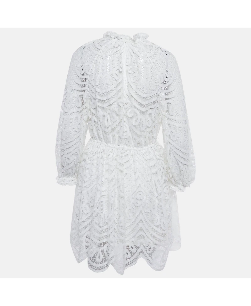 Pre-Owned Zimmermann Women's White Battenburg Lace Bonita Mini Dress