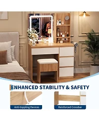 gaomon Vanity Desk Mirror and Lights - Modern Makeup Dressing Table for Bedrooms, Apartments, Easy to Assemble