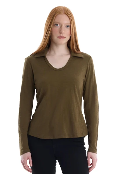 Wilt Clothing Women's Scoop Neck Long Sleeve Polo Tee