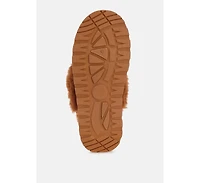 London Rag Women's Portho Faux Fur Slip Flat