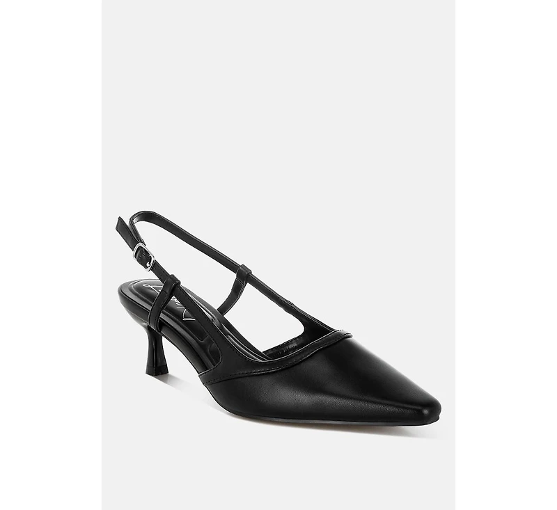 London Rag Womens Luxton Slingback Pin Buckle Kitten Heels