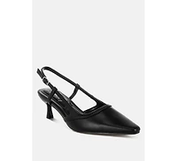 London Rag Womens Luxton Slingback Pin Buckle Kitten Heels