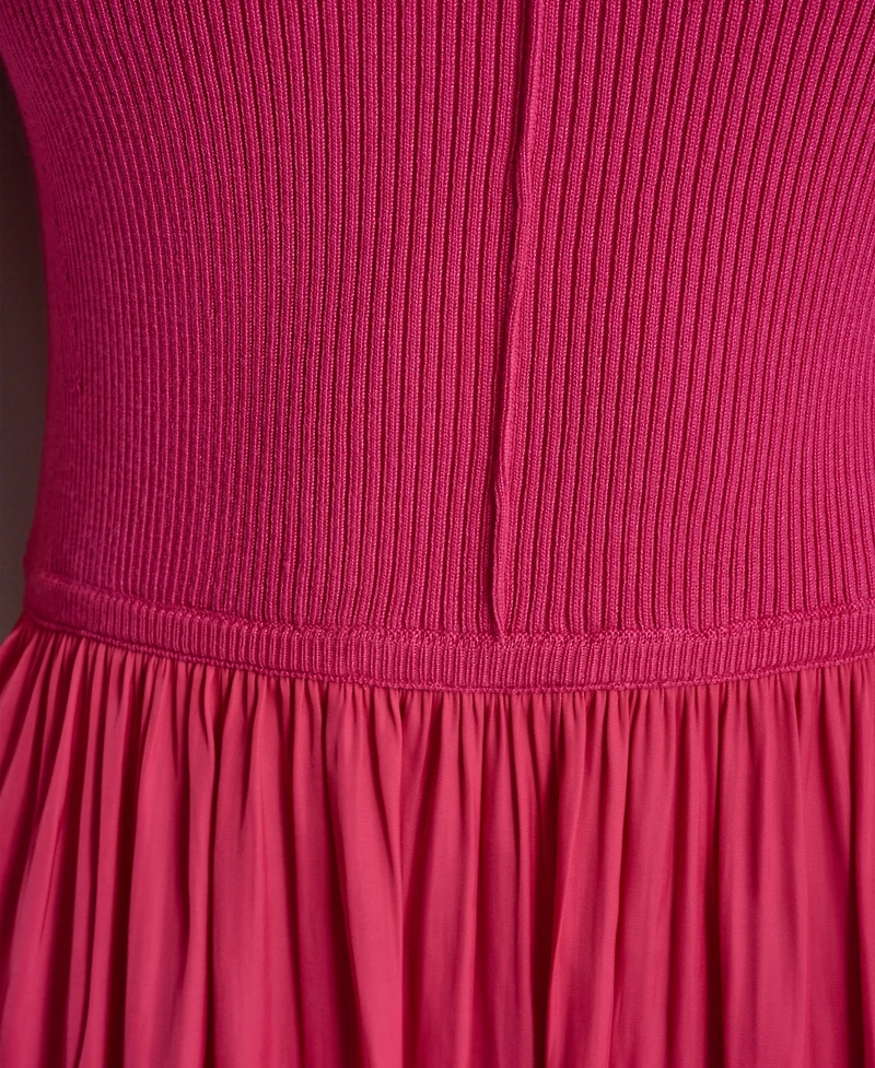 Dkny Women's Short-Sleeve Mixed Media Midi Sweater Dress