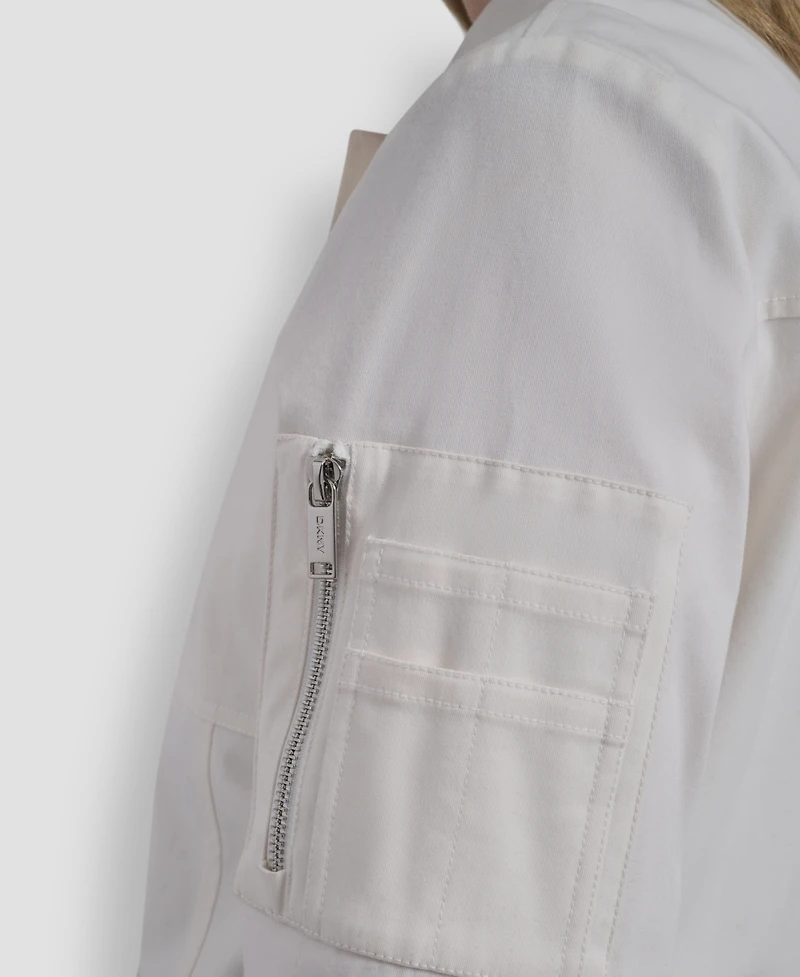 Dkny Women's Collared Twill Trucker Jacket