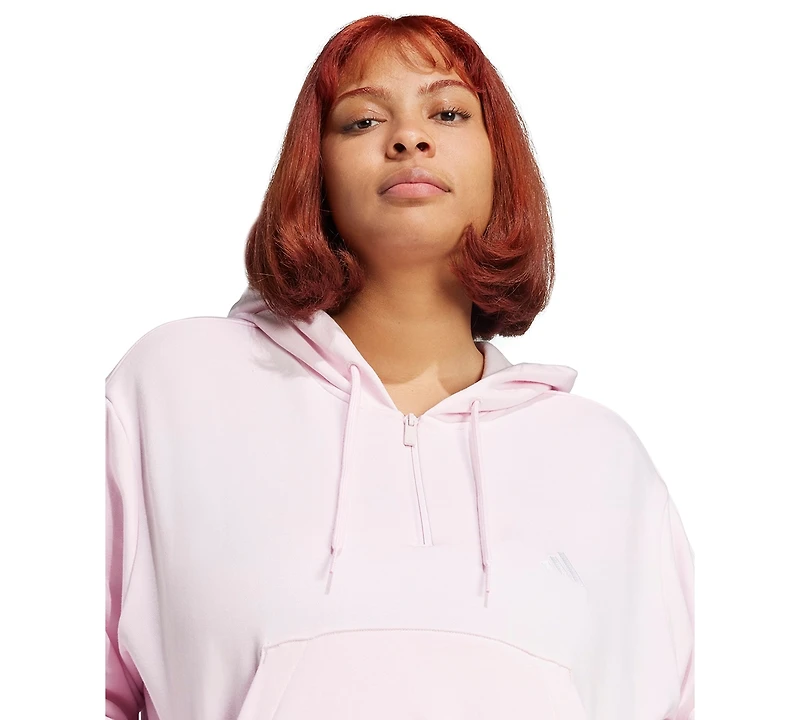 adidas Plus Essentials 3-Stripes French Terry Sportswear Quarter-Zip Hoodie