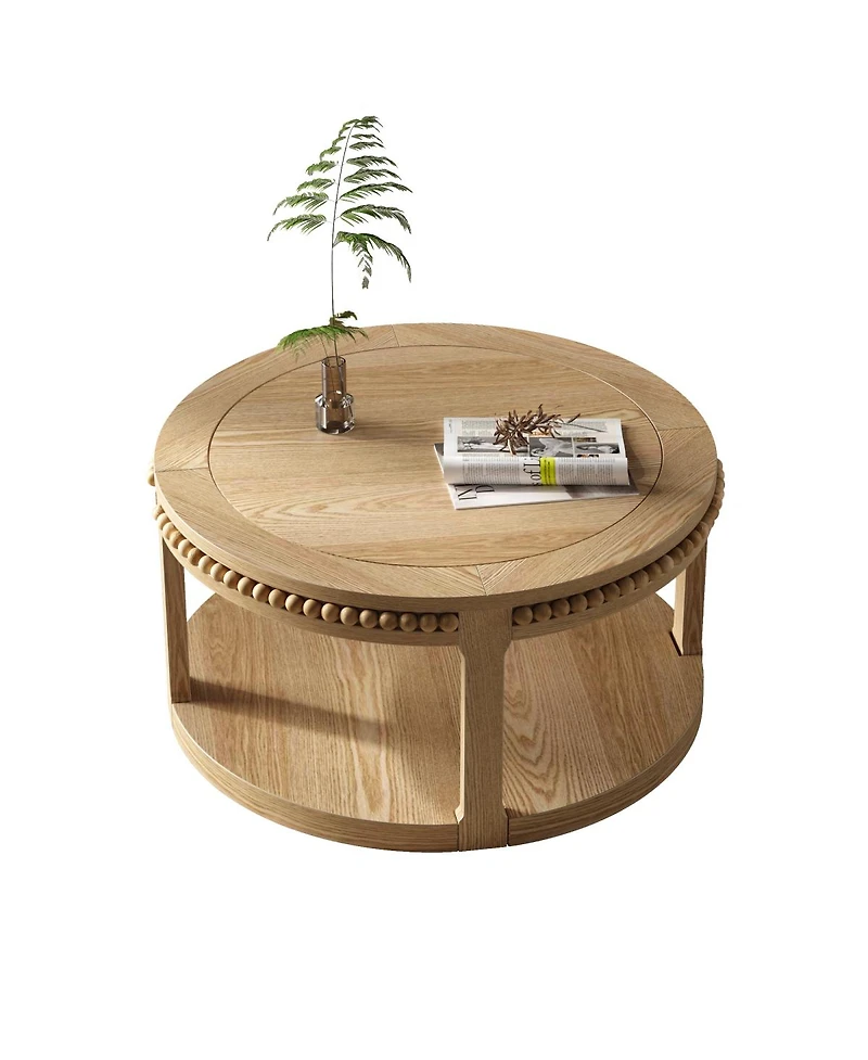 Streamdale Furniture Solid Wood Round Coffee Table - Two-Tier Wood