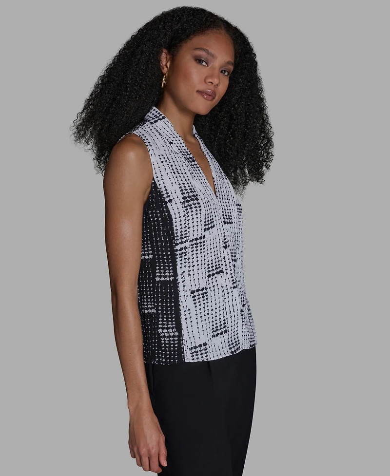 Bcbg Women's Printed V-Neck Sleeveless Blouse