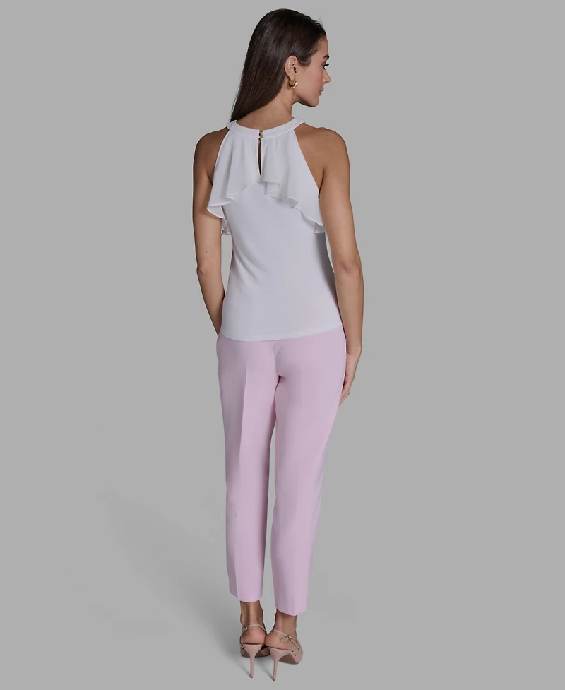 Bcbg Women's Halter Neck Ruffle Tank Top