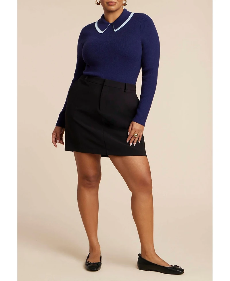 Eloquii Women's Plus Double Collared Sweater