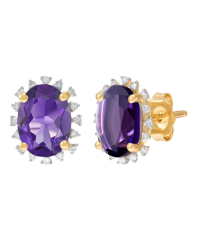 Macy's Blue Topaz ( 2-3/4 ct. t.w.) & Diamond (1/10 Stud Earrings 10k Yellow Gold (Also Available Amethyst, Peridot, Garnet, Citrine)