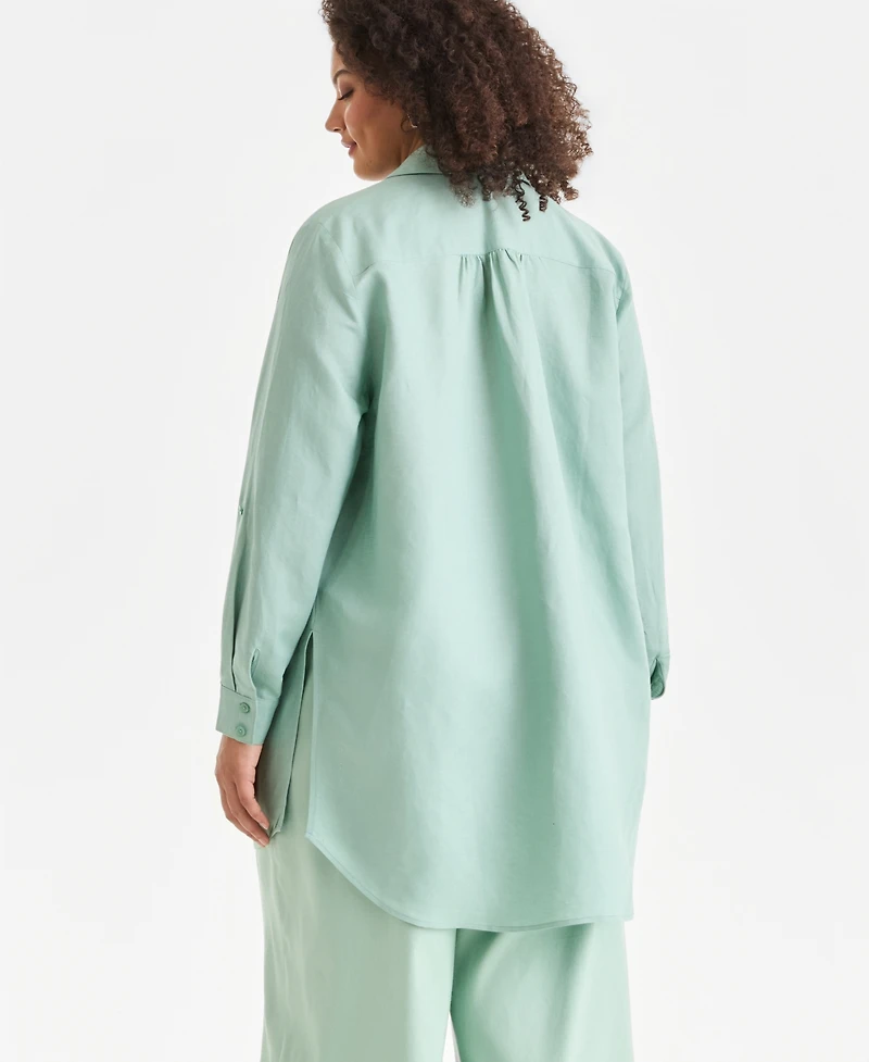 I.n.c. International Concepts Plus Linen-Blend Tunic, Exclusively at Macy's