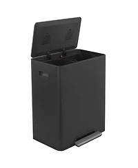 15.6 Gallon Rectangular Stainless Steel Step on With Two 30 Liter Compartments Trash Can