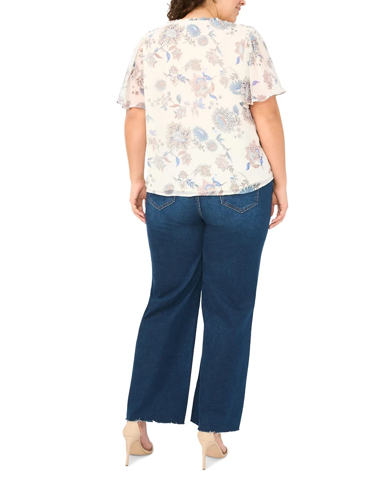 Vince Camuto Plus V-Neck Princess Sleeve Top