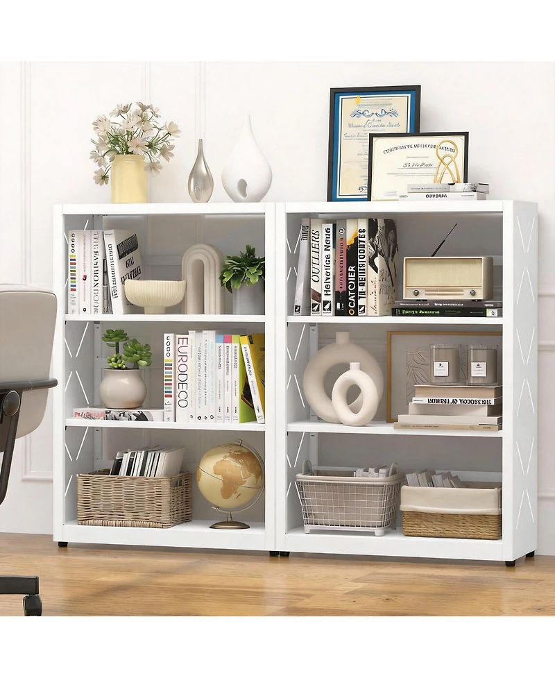 Yigii 3-Tier Metal Bookcase with Adjustable Shelves for Home Office