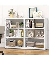 Yigii 3-Tier Metal Bookcase with Adjustable Shelves for Home Office