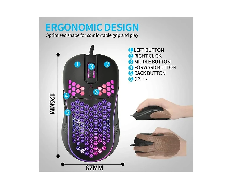 Risokeys Honeycomb Wired Gaming Mouse