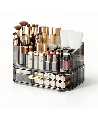 Yigii Large Capacity Makeup Organizer with 360° Silent Rotation & Stackable Drawers