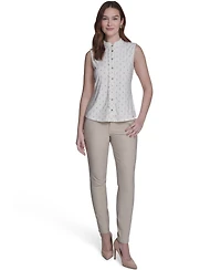 Tommy Hilfiger Women's Ruffle Placket Dot Top