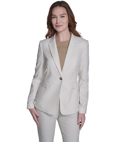 Tommy Hilfiger Women's Slim Fit Notch Collar Pinstripe Blazer