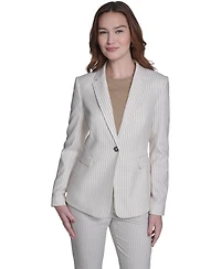 Tommy Hilfiger Women's Slim Fit Notch Collar Pinstripe Blazer