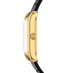 Tory Burch Women's The Eleanor Slim Quartz Two-Hand Black Leather Watch, 22mm