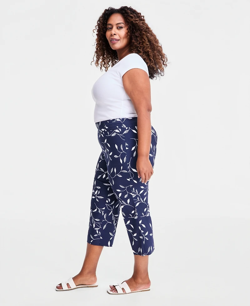 Jm Collection Plus Winding Leaves Rivet Capri Pants, Macy's Exclusive
