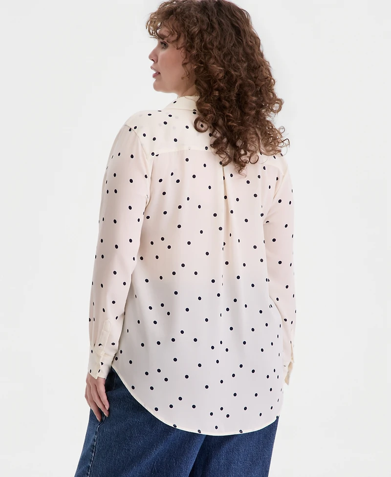 On 34th Trendy Plus Marjorie Dot Silky Shirt, Macy's Exclusive