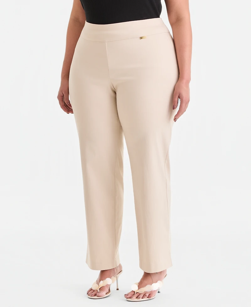 I.n.c. International Concepts Plus Mid-Rise Pull-On Straight-Leg Pants