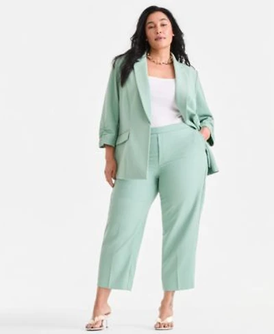 I.N.C. International Concepts Plus Size Kiss Front 3 4 Sleeve Blazer Straight Leg Pants Macys Exclusive