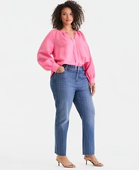 I.n.c. International Concepts Plus High-Rise Embellished Straight Ankle Jeans, Created for Macy's