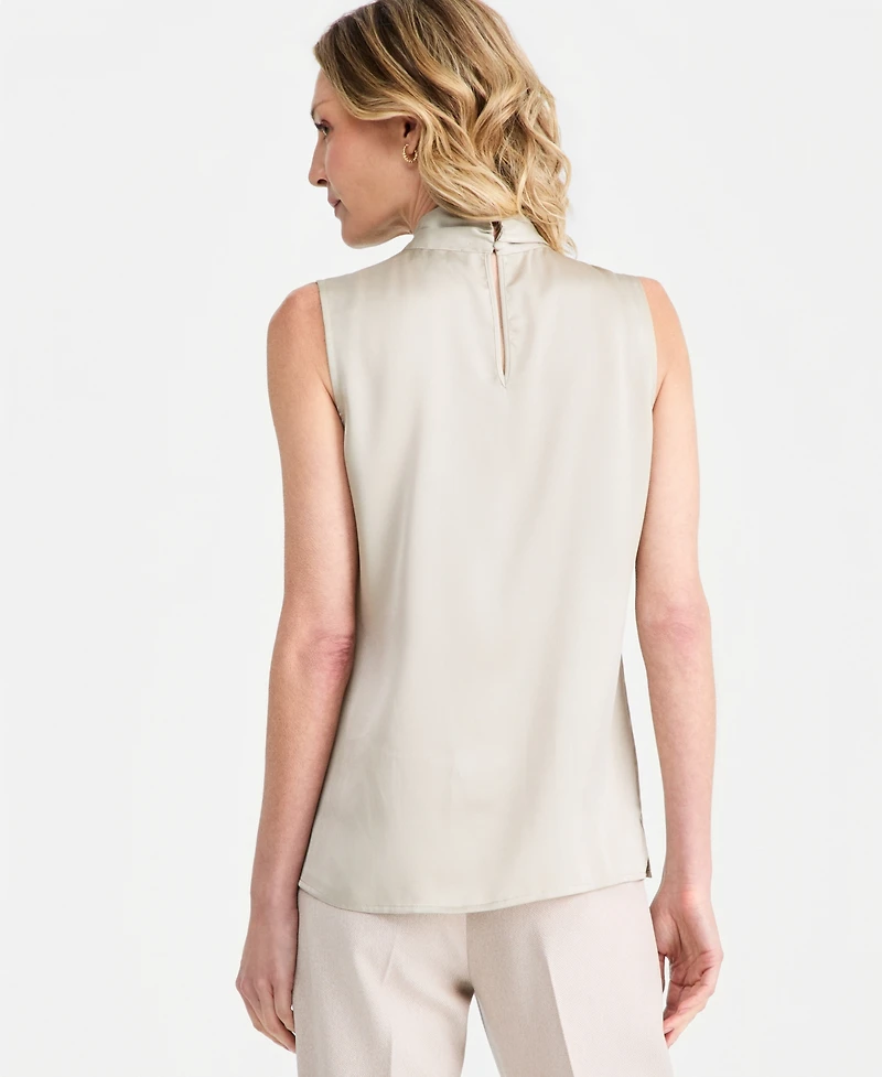 Tahari Asl Women's Tie-Neck Hammered-Satin Top