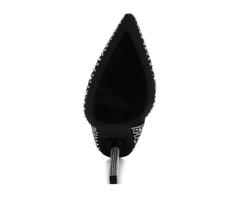 Gem Blaze Patterned Rhinestones Detail Stiletto Boots