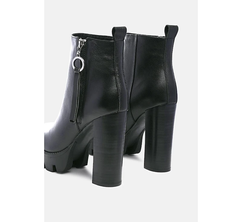 Mistress High Block Heeled Chunky Leather Boot Beige