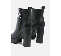 Mistress High Block Heeled Chunky Leather Boot Beige