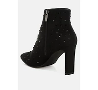 Sakura Diamante Embellished Microfiber Boots