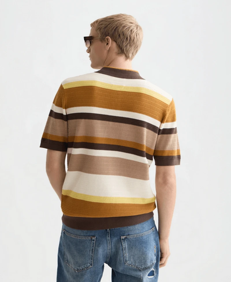 Scotch & Soda Men's Striped Knitted Polo Shirt