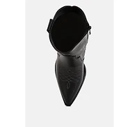 aries ankle length block heel cowboy boots