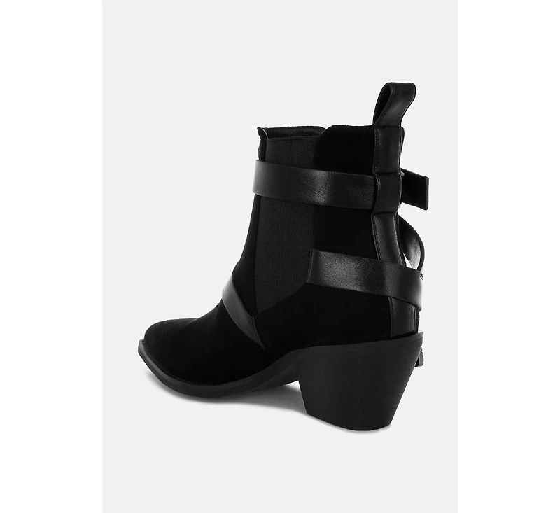 London Rag Womens Raveta Microfiber Buckle Strap Western Boots