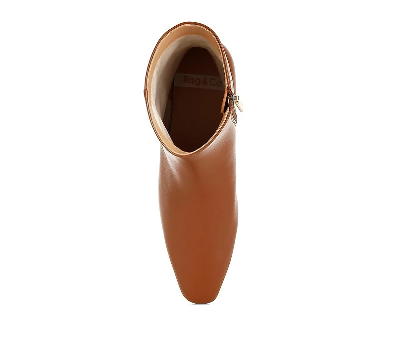 Obita Flared Heel Genuine Leather Boots Women