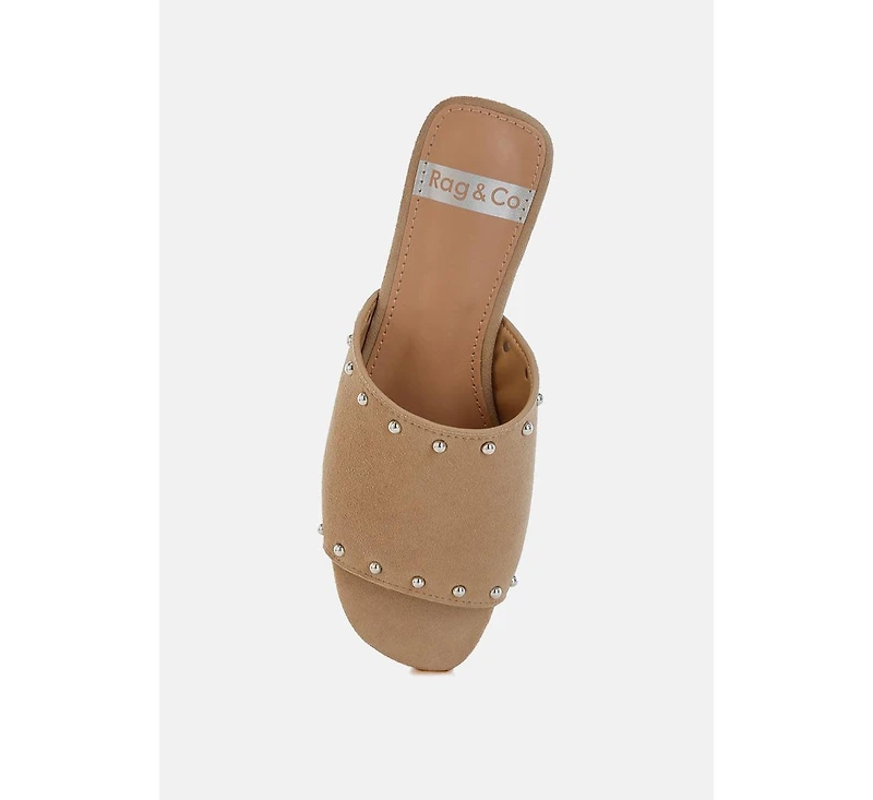 Odalia Soft Suede Leather Studded Flats